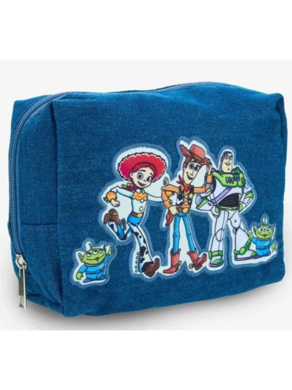 Disney Pixar Toy Story Denim Cosmetic Bag Makeup Travel Pouch Jessie Woody Buzz